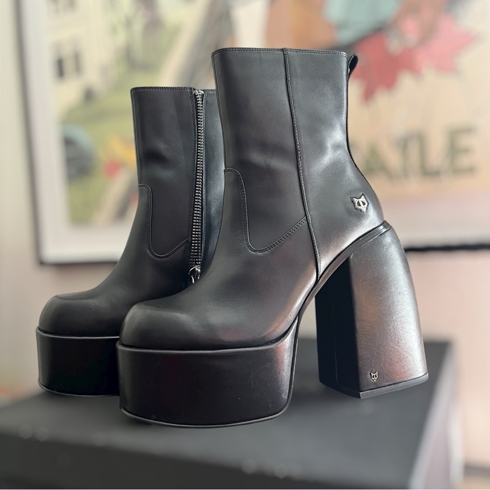 Naked Wolfe Jailbreaker Chunky AF  Black Platform Ankle Boots size 9 - Picture 5 of 11